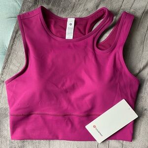 Lululemon Mastered Motion Cropped Tank w/shelf bra-Size 8-magenta-New with tags